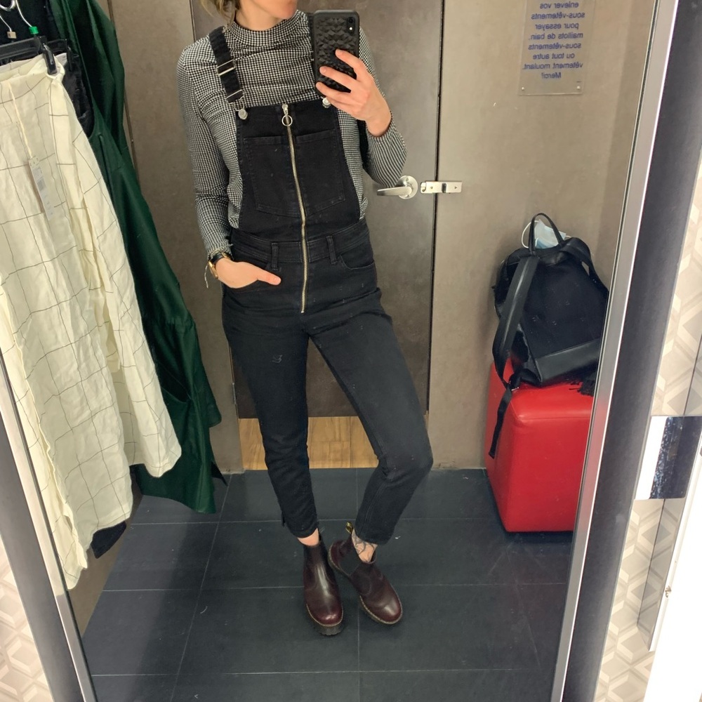 Women's Black Denim Overalls